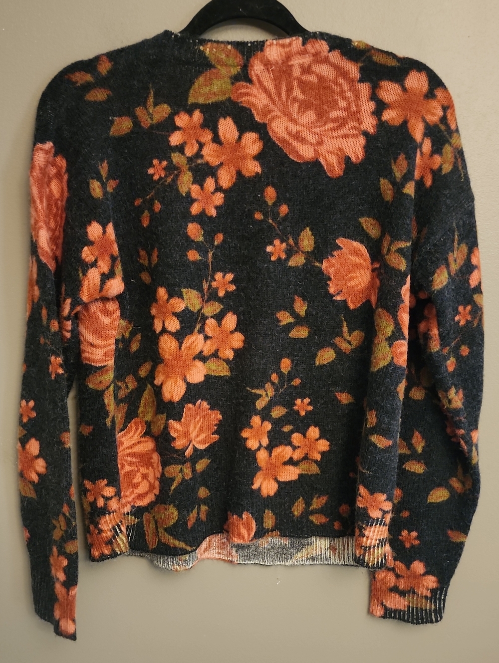 CeCe Black Floral Crewneck Sweater - Picture 4 of 16